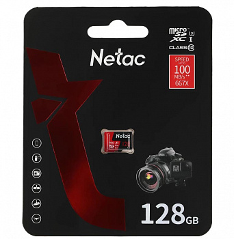 Карта памяти Micro SD 128 GB Netac P500 Extreme Pro 10 UHS-I (100 Mb/s) без адаптера
