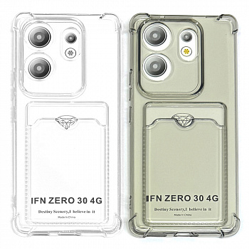 Силиконовый чехол для Infinix Zero 30 прозрачный с визитницей
