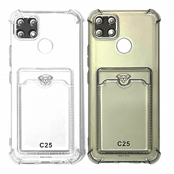 Силиконовый чехол для Realme C25 прозрачный с визитницей (от 5шт цена 10р)