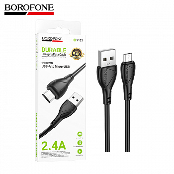 Кабель Borofone BX121 (USB to Micro) Energy charging (Black) (100) (от 30 штук цена 20)
