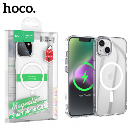 Силиконовый чехол для iPhone 14 Plus Hoco Magnetic (Transparent)