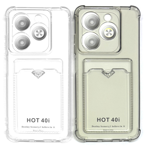 Силиконовый чехол для Infinix Hot 40i прозрачный с визитницей