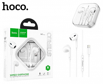 Наушники Hoco M1 Max (Lightning) crystal earphones for iP with mic (White) (32)