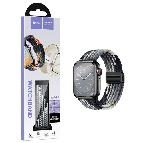 Ремешок Hoco (WA43) Jane Eyre series loop magnetic buckle nylon для Apple Watch 44/45/46/49mm Chocol