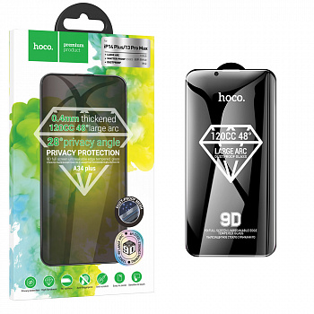 Защитное стекло для Apple iPhone 13 Pro MAX/ 14 Plus (A34 Plus) Hoco 9D large arc dustproof anti-spy