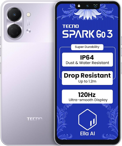 tecno  spark go3 4/128gb aurora purple