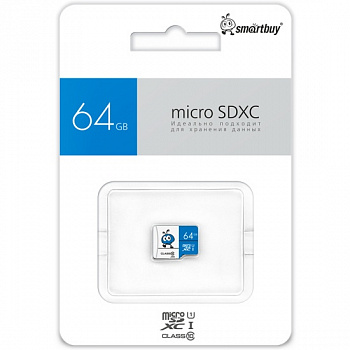 Карта Памяти Micro SD 64 GB Smart Buy Class 10 UHS-I (Синие) без адаптера