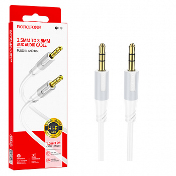 Кабель AUX 3,5 на 3,5 Borofone BL19 (1m) Creator digital audio conversion cable (White) (360)