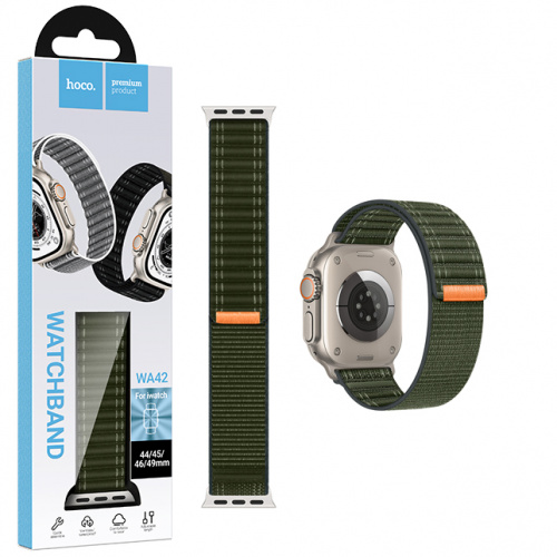 Ремешок Hoco (WA42) Fabric series loop wave pattern nylon strap для Apple Watch 44/45/46/49mm Green