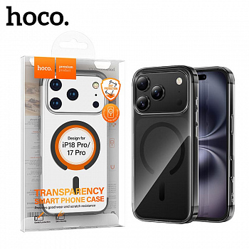 Силиконовый чехол для iPhone 17 Pro/ 18 Pro Hoco Clear magnetic (Transparent Black) (20)