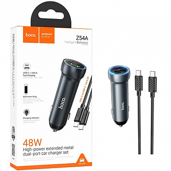 АЗУ Hoco Z54A (Type-C to Type-C) Prosperous 48W dual port PD30W+QC3.0 (Metal Gray) (13)