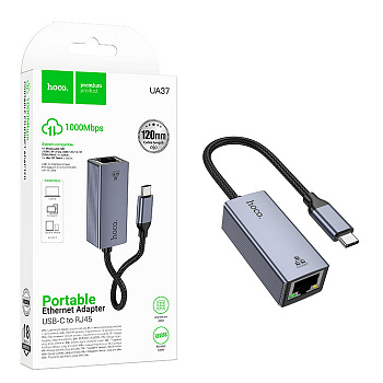 Переходник Hoco UA37 Type-C ethernet adapter(1000 Mbps) (Metal Gray) (19)