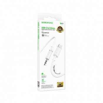 Кабель AUX 3,5 на Type-C Borofone BL21 (1m) Lemon digital audio conversion cable (White) (360)