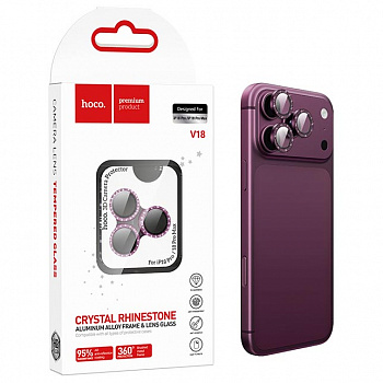 Защитное стекло на камеру для iPhone 18 Pro/ 18 Pro Max Hoco (V18) Cherry Red (29)