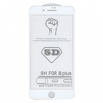 Защитное стекло для iPhone 7/ 8 Plus (5,5) White Техпакет 5D
