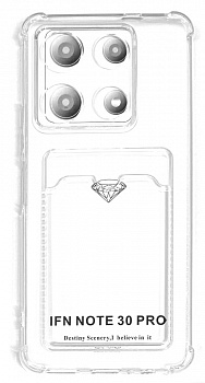 Силиконовый чехол для Infinix Hot 30 Play прозрачный с визитницей