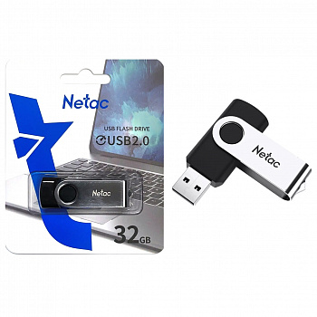 Флеш - накопитель USB 32GB Netac U505 чёрный/ серебро