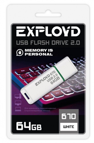 Флеш - накопитель USB 128Gb Exployd 670 белый