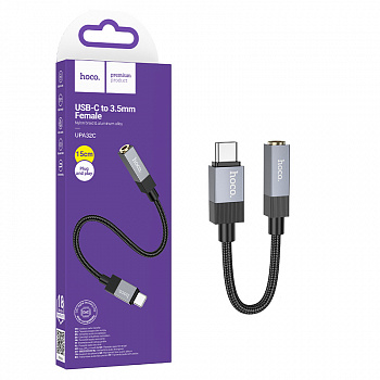Кабель AUX 3,5 на Type-C Hoco UPA32C (15см) Clever digital audio conversion cable (Black) (31)