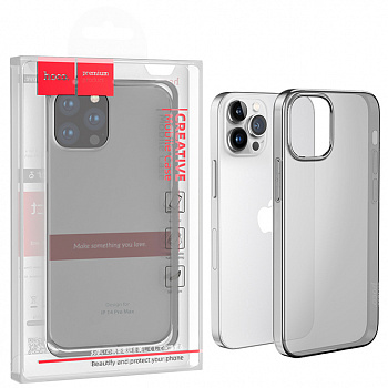 Силиконовый чехол для iPhone 14 Pro MAX Hoco Light series TPU cace (Transparent Black)