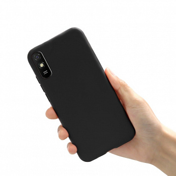 Силиконовый чехол для Xiaomi Redmi 9A чёрный (от 5шт цена 10р)
