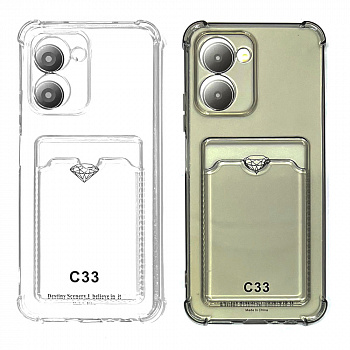 Силиконовый чехол для Realme C33 прозрачный с визитницей (от 5шт цена 10р)