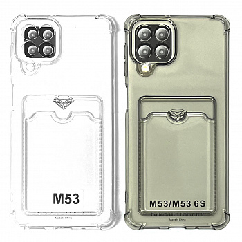 Силиконовый чехол для Samsung M53 (M535 2022) прозрачный с визитницей (от 5шт цена 10р)
