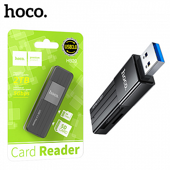 Картридер Hoco HB20 Mindful 2-in-1 (USB 3.0) (Black) (50)
