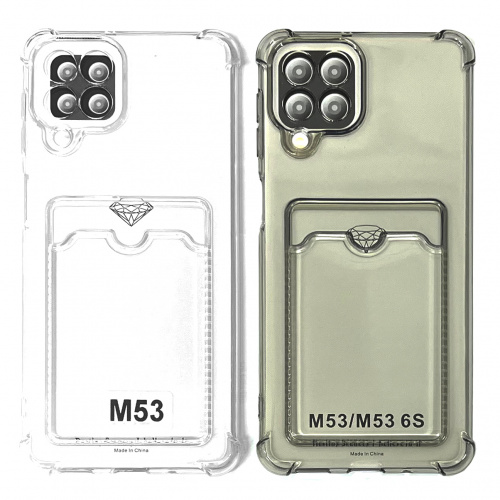 Силиконовый чехол для Samsung M53 (M535 2022) прозрачный с визитницей (от 5шт цена 10р)