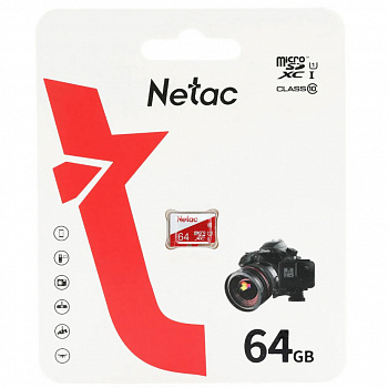 Карта памяти Micro SD 64 GB Netac P500 Eco Class 10 UHS-I без адаптера