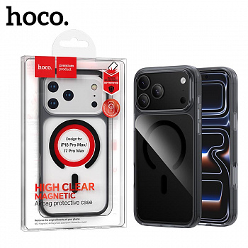 Силиконовый чехол для iPhone 17 Pro Max/ 18 Pro Max Hoco Shadow magnetic (Transparent Black) (20)