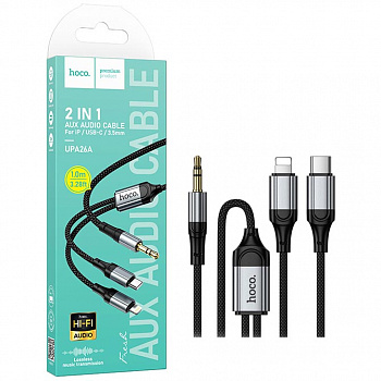 Кабель AUX 3,5 на Type-C+iP Hoco UPA26 Light 2-in-1 digital audio conversion cable (Metal Gray) (31)