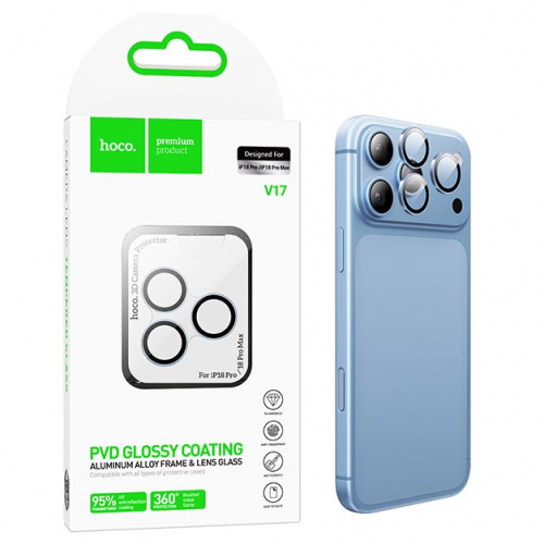 Защитное стекло на камеру для iPhone 18 Pro/ 18 Pro Max Hoco (V17) light Blue (29)