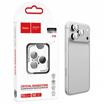 Защитное стекло на камеру для iPhone 18 Pro/ 18 Pro Max Hoco (V18) Silver (29)