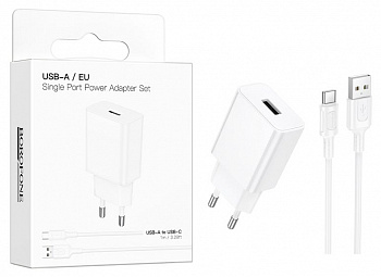 СЗУ Borofone BA110A (USB to Type-C) Lemi single port charger set (White) (50)