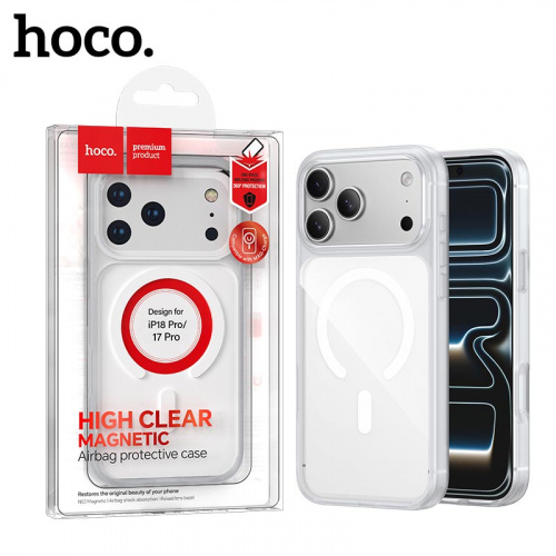 Силиконовый чехол для iPhone 17 Pro/ 18 Pro Hoco Shadow magnetic (Transparent White) (20)