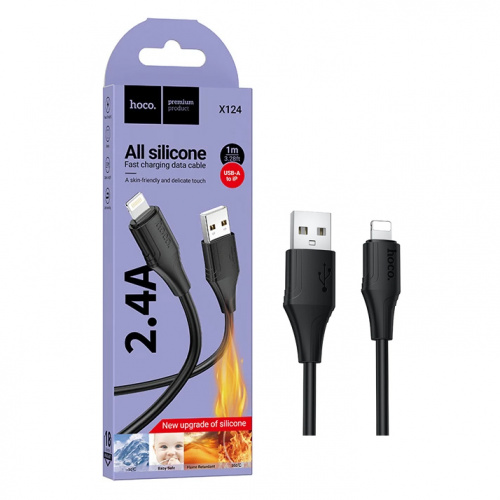 Кабель Hoco X124 (USB to Lightning) Bien silicone charging (Black) (31)