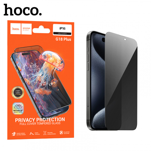 Защитное стекло для Apple iPhone 16 (G18 Plus) Hoco Shield full screen anti-spy tempered (72)