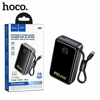 Аккумулятор (АКБ) Power Bank Hoco Q54 (20000mAh) Shine PD45W power bank with cable (Metal Gray) (31)