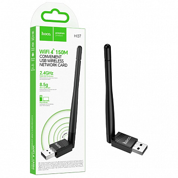 Адаптер WiFi4 Hoco HI37 WiFi4 USB external antenna wireless network card (Black) (31)