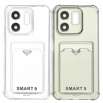 Силиконовый чехол для Infinix Smart 9 прозрачный с визитницей