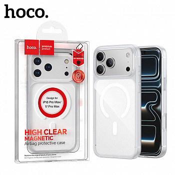 Силиконовый чехол для iPhone 17 Pro Max/ 18 Pro Max Hoco Shadow magnetic (Transparent White) (20)