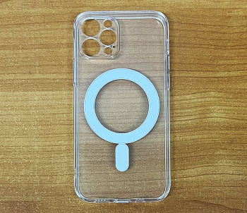 Силиконовый чехол для iPhone 12 Pro MAX (6.7) прозрачный MagSafe тех пакет