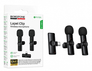 Bluetooth микрофон Borofone BFK16A Winner dual-mic wireless microphone Type-C (Black)