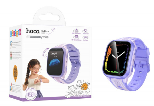 Детские смарт-часы Hoco Y108 4G children phone-watch Purple (50)