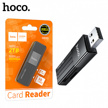 Картридер Hoco HB20 Mindful 2-in-1 (USB 2.0) (Black) (50)