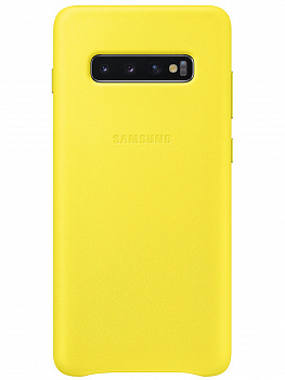 Задкяя накладка для Galaxy G973/ S10 Leather Cover Yellow