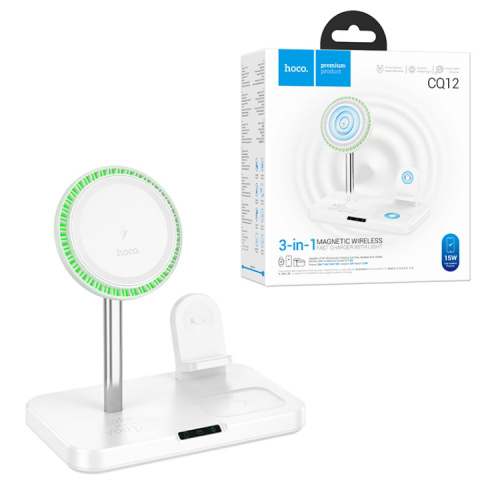 Беспроводное зарядное устройство Hoco CQ12 Joyfull 3-in-1 wireless fast charger (White)