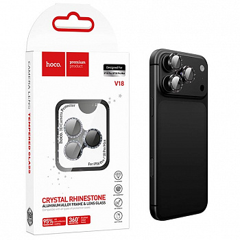 Защитное стекло на камеру для iPhone 18 Pro/ 18 Pro Max Hoco (V18) Mysterious Black (29)