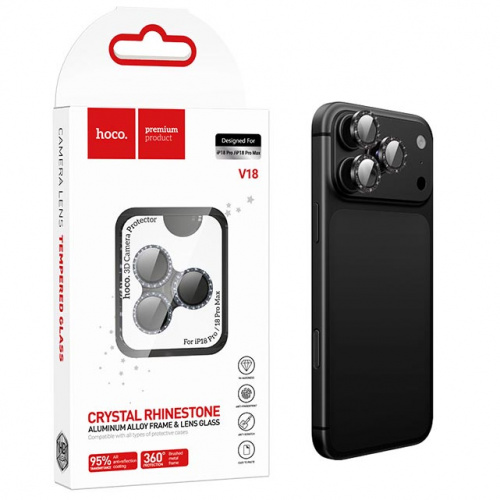 Защитное стекло на камеру для iPhone 18 Pro/ 18 Pro Max Hoco (V18) Mysterious Black (29)
